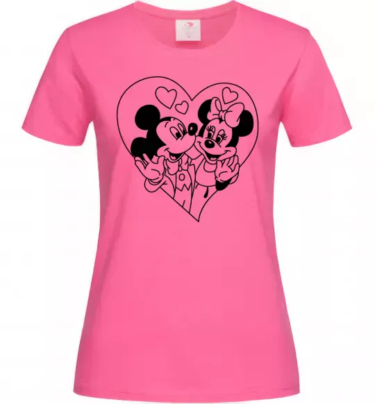 Жіноча футболка Міккі Маус закоханий Яскраво-рожевий фото