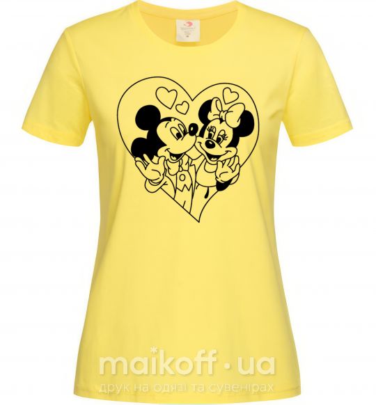 Женская футболка Микки Маус влюблен чб Лимонный фото