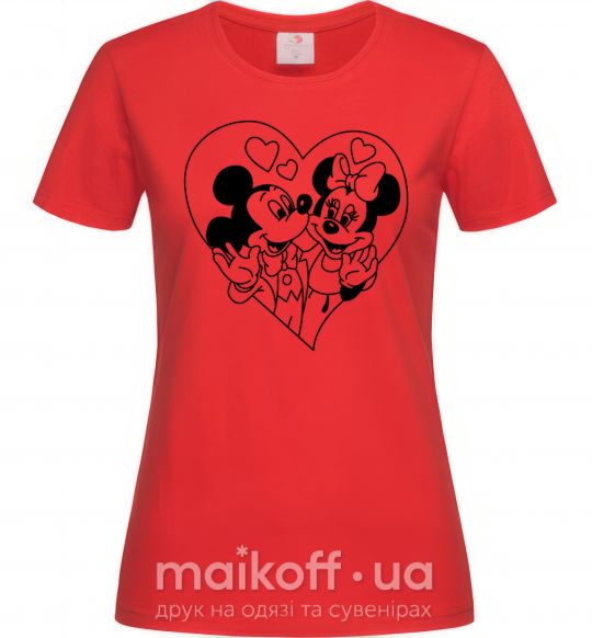 Жіноча футболка Микки Маус влюблен чб Червоний фото