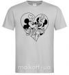 Чоловіча футболка Микки Маус влюблен чб Сірий фото