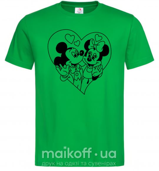 Чоловіча футболка Микки Маус влюблен чб Зелений фото