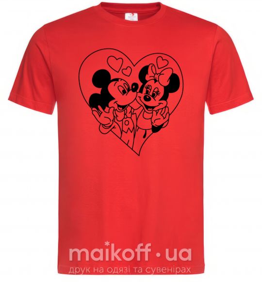 Чоловіча футболка Микки Маус влюблен чб Червоний фото