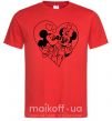 Чоловіча футболка Микки Маус влюблен чб Червоний фото