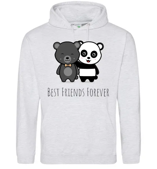 Женская толстовка (худи) Best friend bears Серый меланж фото