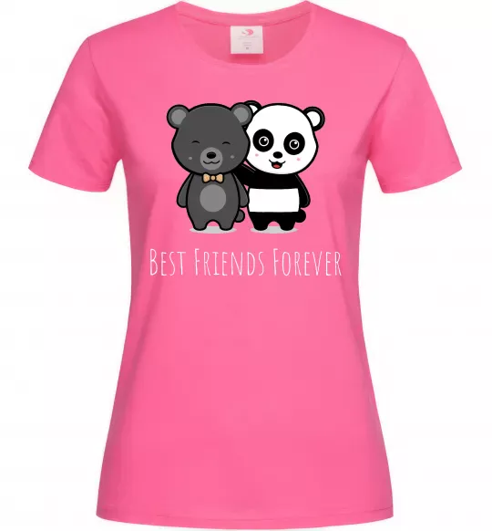 Жіноча футболка Best friend bears Яскраво-рожевий фото