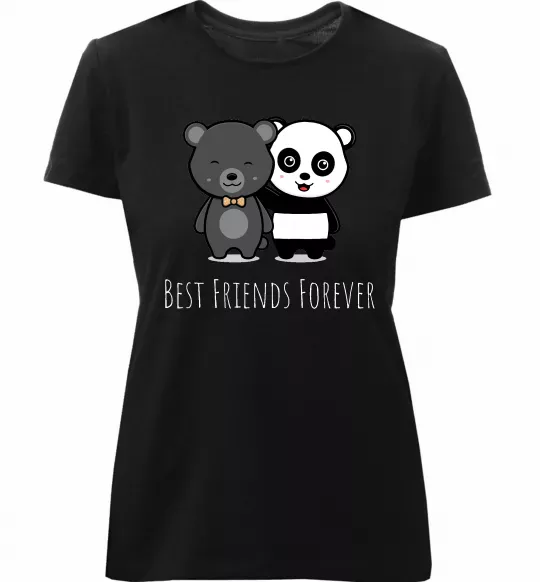 Жіноча преміум футболка Best friend bears Чорний фото