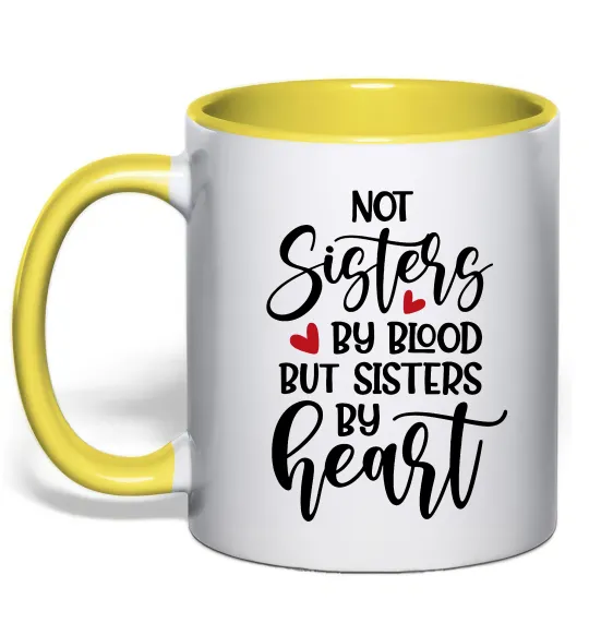 Чашка с цветной ручкой Best sisters by heart Солнечно желтый фото