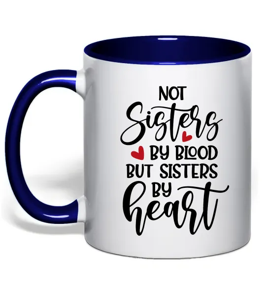 Чашка с цветной ручкой Best sisters by heart Глубокий темно-синий фото