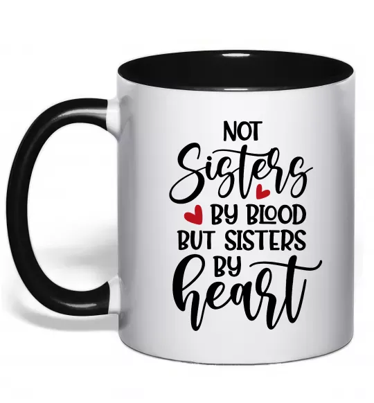 Чашка с цветной ручкой Best sisters by heart Черный фото