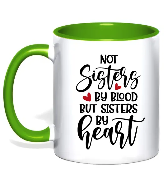 Чашка с цветной ручкой Best sisters by heart Зеленый фото