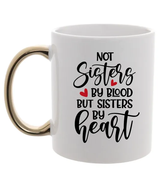 Чашка с цветной ручкой Best sisters by heart Золото фото