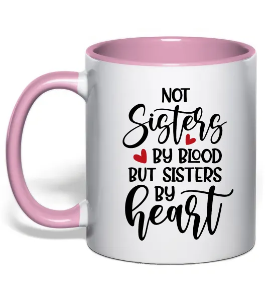 Чашка с цветной ручкой Best sisters by heart Нежно розовый фото