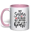 Чашка с цветной ручкой Best sisters by heart Нежно розовый фото