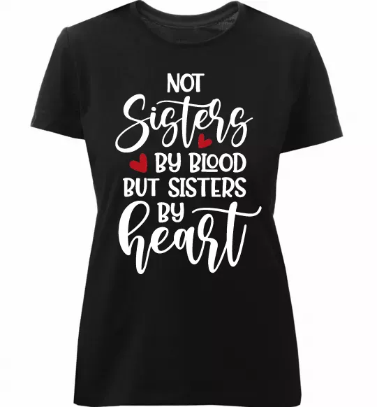 Женская премиум футболка Best sisters by heart Черный фото