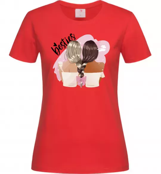 Женская футболка Besties подружки Красный фото