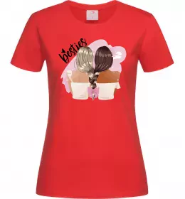 Женская футболка Besties подружки Красный фото