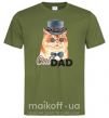 Мужская футболка Кот CatDAD Оливковый фото