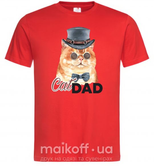 Мужская футболка Кот CatDAD Красный фото