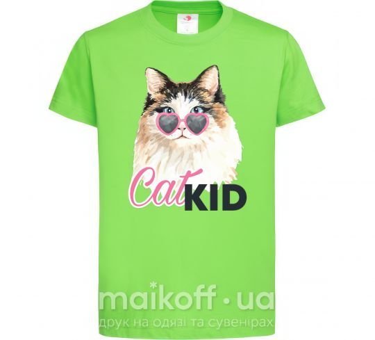 Дитяча футболка Кошечка CatKID Лаймовий фото