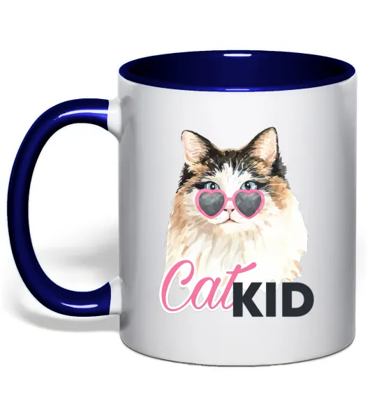 Чашка с цветной ручкой Кошечка CatKID Глубокий темно-синий фото