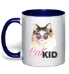 Чашка с цветной ручкой Кошечка CatKID Глубокий темно-синий фото