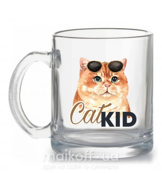 Чашка скляна Котик CatKID Прозорий фото