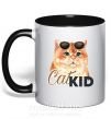 Чашка з кольоровою ручкою Котик CatKID Чорний фото