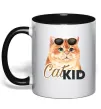 Чашка з кольоровою ручкою Котик CatKID Чорний Чашка з кольоровою ручкою Котик CatKID Чорний фото
