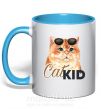 Чашка з кольоровою ручкою Котик CatKID Блакитний фото