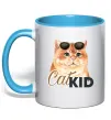 Чашка з кольоровою ручкою Котик CatKID Блакитний Чашка з кольоровою ручкою Котик CatKID Блакитний фото