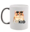 Чашка з кольоровою ручкою Котик CatKID Срібло Чашка з кольоровою ручкою Котик CatKID Срібло фото