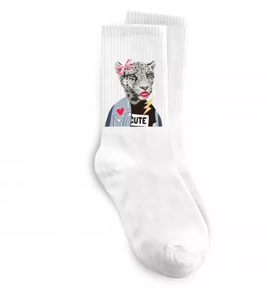 Носки Леопард мама Белый фото