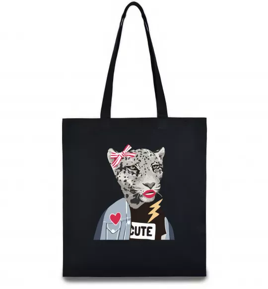 Еко-сумка Леопард мама Чорний фото