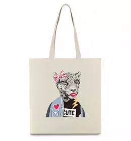 Еко-сумка Леопард мама Бежевий фото