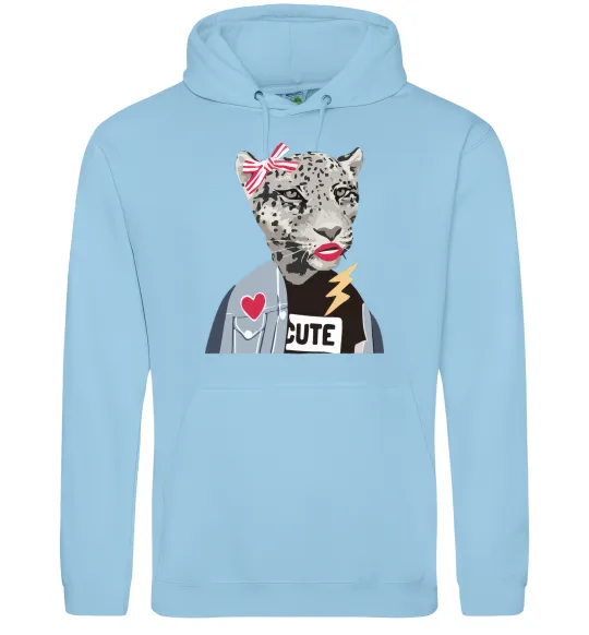 Жіноча толстовка (худі) Леопард мама Блакитний фото