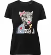 Жіноча преміум футболка Леопард мама Чорний фото