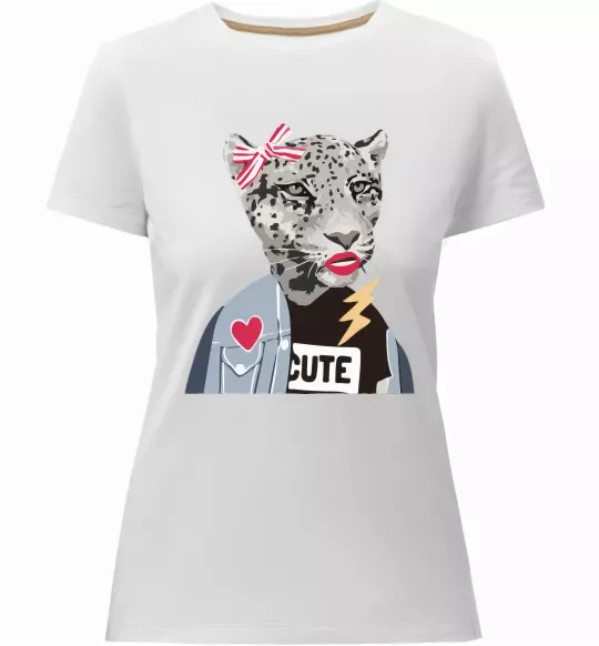 Жіноча преміум футболка Леопард мама Білий фото