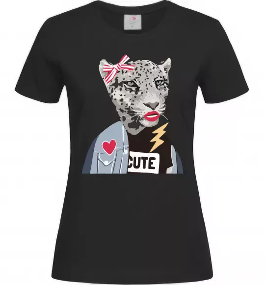 Женская футболка Леопард мама Черный фото