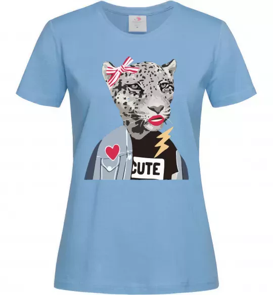 Женская футболка Леопард мама Голубой фото