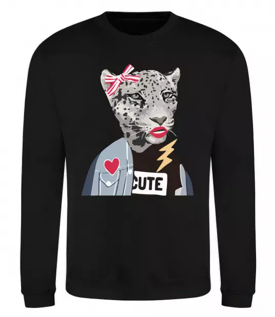 Світшот Леопард мама Чорний фото