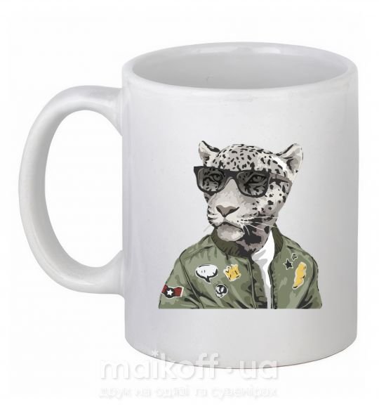 Чашка керамічна Леопард папа Білий фото