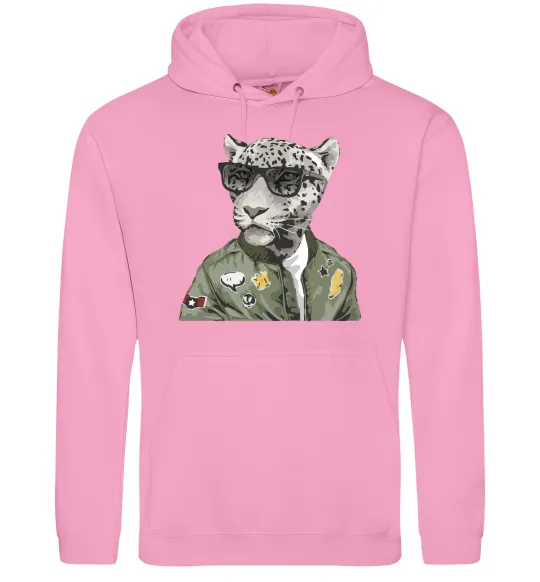 Мужская толстовка (худи) Леопард папа Розовый фото