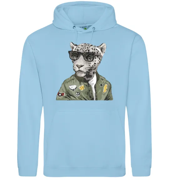 Мужская толстовка (худи) Леопард папа Голубой фото
