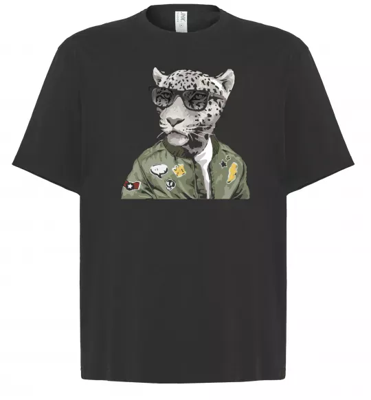 Футболка Оверсайз Леопард папа Черный фото