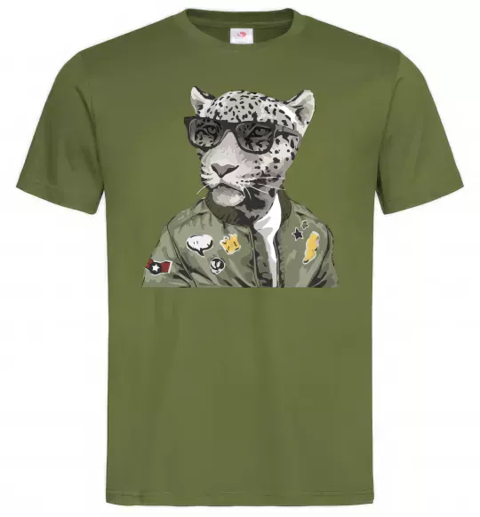 Чоловіча футболка Леопард папа Оливковий фото