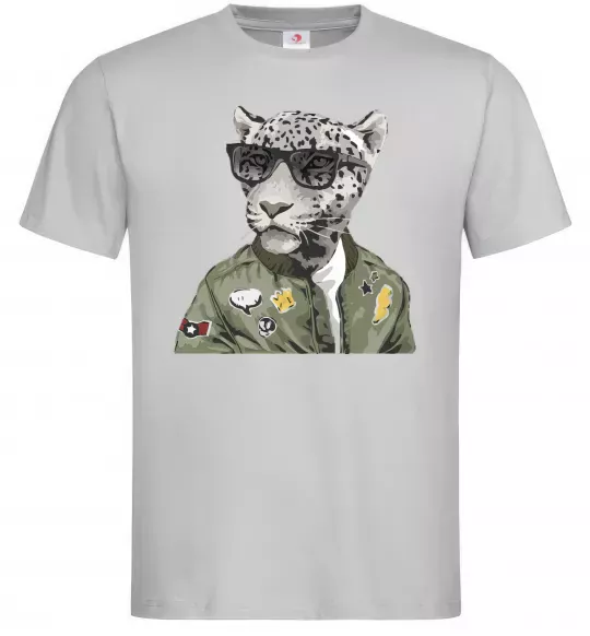 Чоловіча футболка Леопард папа Сірий фото