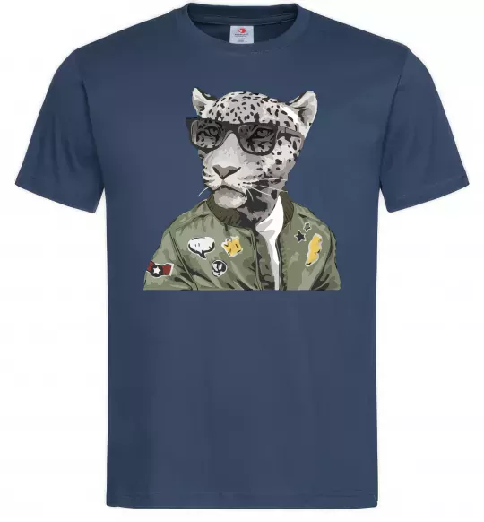 Чоловіча футболка Леопард папа Темно-синій фото
