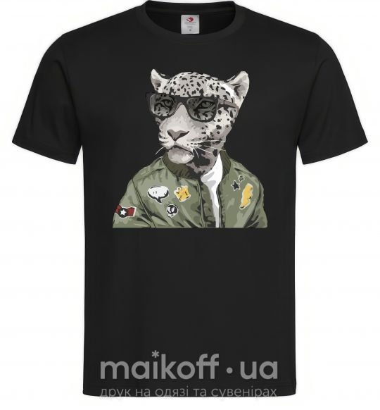 Мужская футболка Леопард папа Черный фото