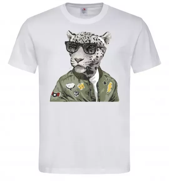 Чоловіча футболка Леопард папа Білий фото