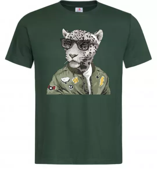 Чоловіча футболка Леопард папа Темно-зелений фото
